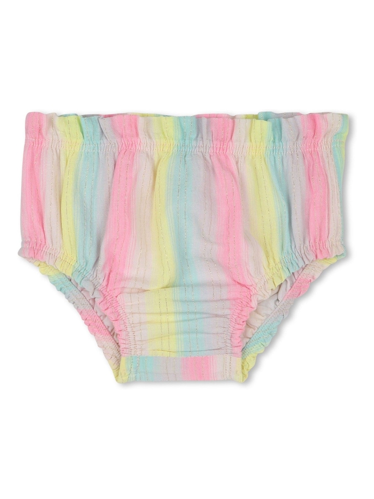 Billieblush Pink Stripe Frill Sleeve Ruffle Baby Dress And Bloomer Set - Image 5 of 6