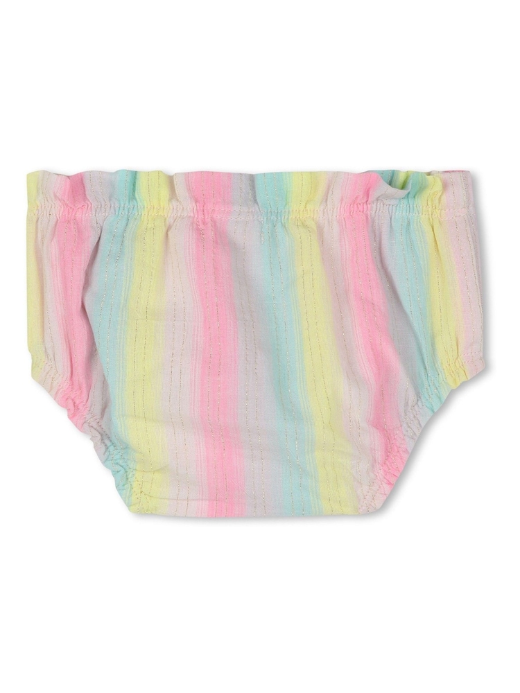 Billieblush Pink Stripe Frill Sleeve Ruffle Baby Dress And Bloomer Set - Image 6 of 6