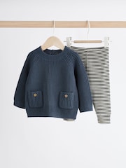Темно-синий - Baby Knitted Top and Leggings Set (0mths-2yrs) - Изображение 1 из 16