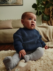 Темно-синий - Baby Knitted Top and Leggings Set (0mths-2yrs) - Изображение 2 из 16