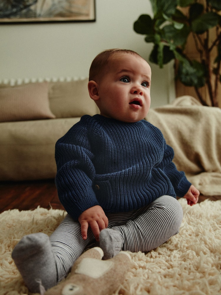 Темно-синий - Baby Knitted Top and Leggings Set (0mths-2yrs) - Изображение 2 из 16