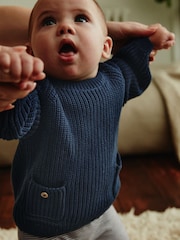 Темно-синий - Baby Knitted Top and Leggings Set (0mths-2yrs) - Изображение 3 из 16