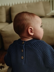 Темно-синий - Baby Knitted Top and Leggings Set (0mths-2yrs) - Изображение 6 из 16