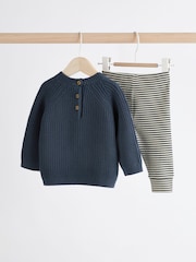 Темно-синий - Baby Knitted Top and Leggings Set (0mths-2yrs) - Изображение 7 из 16