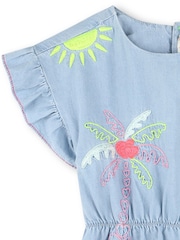 Billieblush Blue Denim Skater Dress With Embroidery Detail - Image 3 of 3