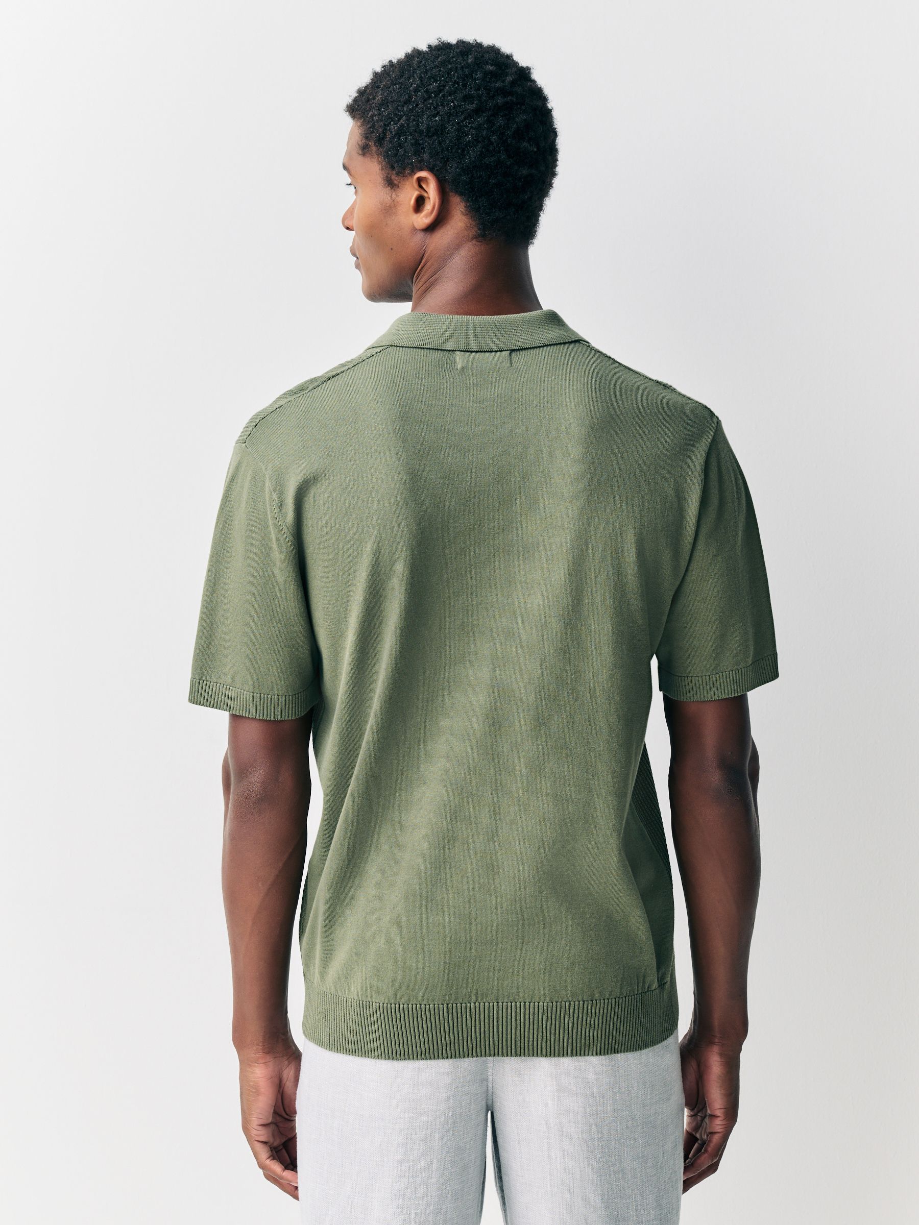 Buy Green Regular Fit Cotton Rich Textured Short Sleeve Knit Polo