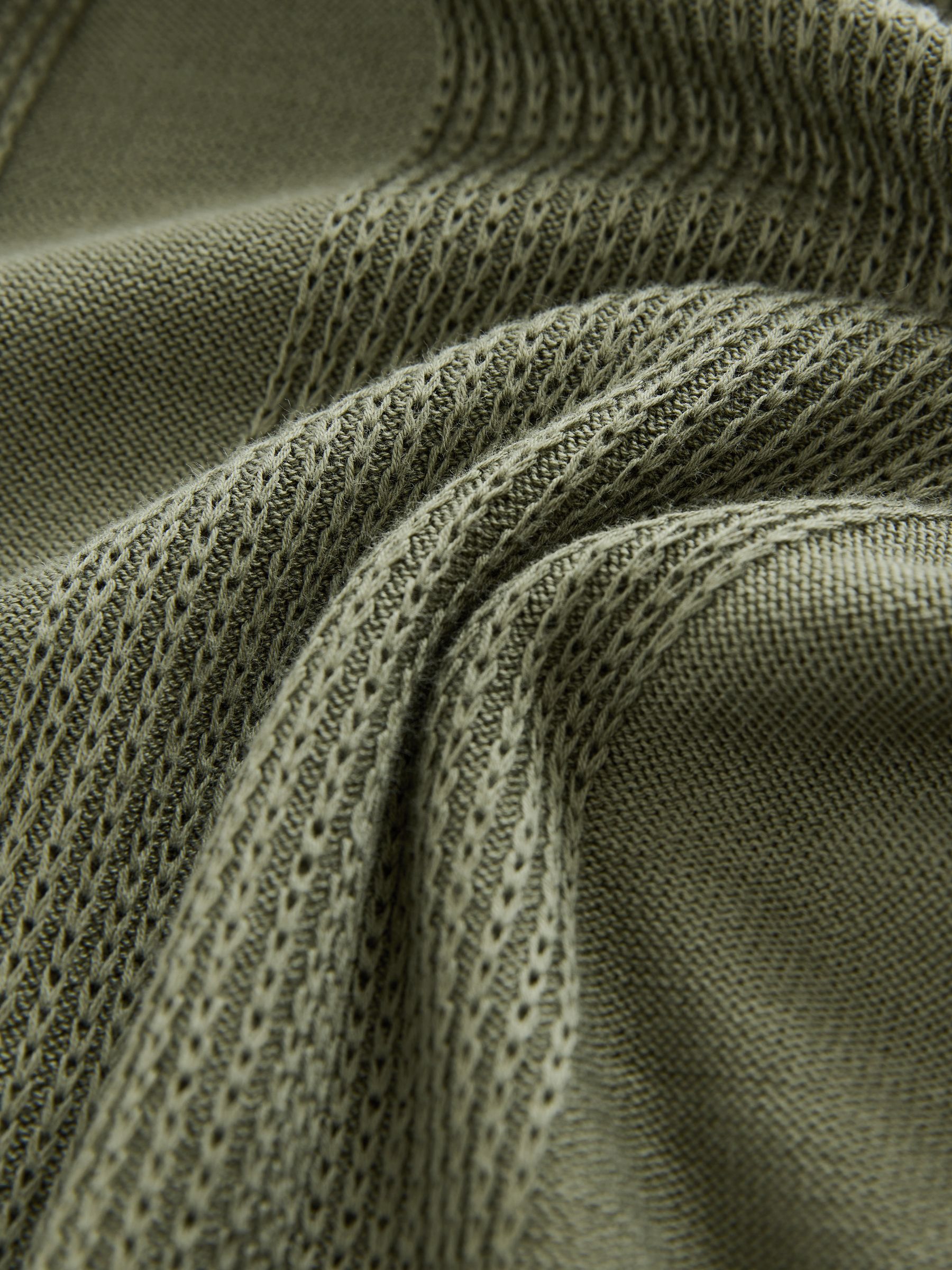 Buy Green Regular Fit Cotton Rich Textured Short Sleeve Knit Polo