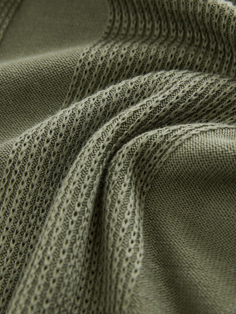 Green Regular Fit Cotton Rich Short Sleeve Knit Polo Shirt - Image 5 of 6
