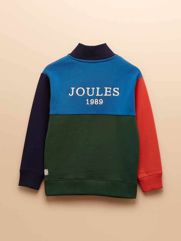 Joules Boys' Elliot Multi Colourblock Quarter Zip Sweatshirt - Image 2 of 4