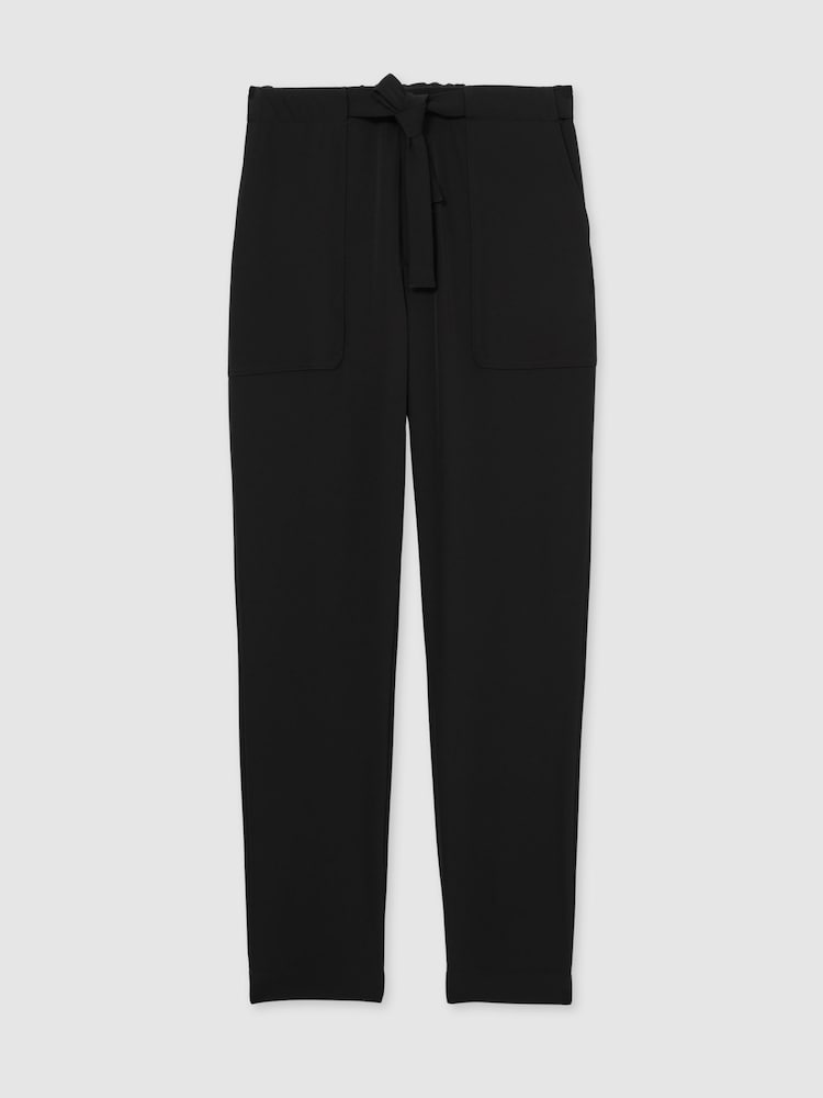 Reiss Black Set Belted Technical Tapered Trousers - Image 2 of 6