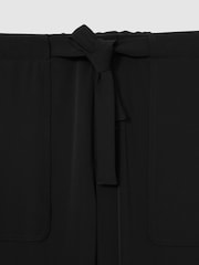Reiss Black Set Belted Technical Tapered Trousers - Image 6 of 6