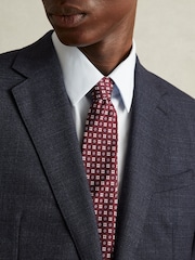 Reiss Bordeaux Cavoli Silk Floral Print Medallion Tie - Image 2 of 5