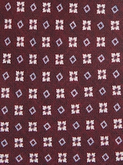 Reiss Bordeaux Cavoli Silk Floral Print Medallion Tie - Image 5 of 5