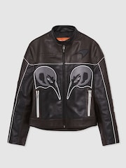 Reiss Black Champion McLaren F1 Team Leather Biker Jacket - Image 2 of 9
