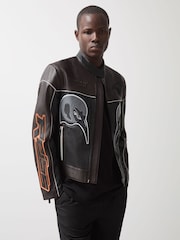 Reiss Black Champion McLaren F1 Team Leather Biker Jacket - Image 3 of 9