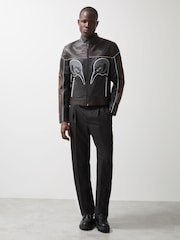 Reiss Black Champion McLaren F1 Team Leather Biker Jacket - Image 4 of 9