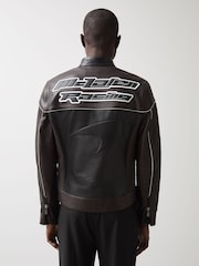 Reiss Black Champion McLaren F1 Team Leather Biker Jacket - Image 5 of 9