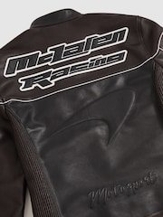 Reiss Black Champion McLaren F1 Team Leather Biker Jacket - Image 8 of 9