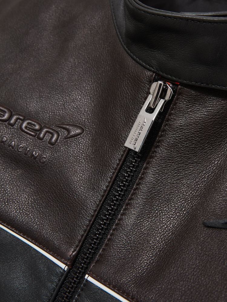 Reiss Black Champion McLaren F1 Team Leather Biker Jacket - Image 9 of 9