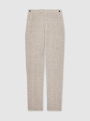 Reiss Oatmeal Ashton Linen Check Slim-Fit Suit Trousers - Image 2 of 7