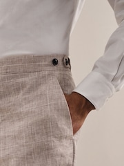 Reiss Oatmeal Ashton Linen Check Slim-Fit Suit Trousers - Image 5 of 7