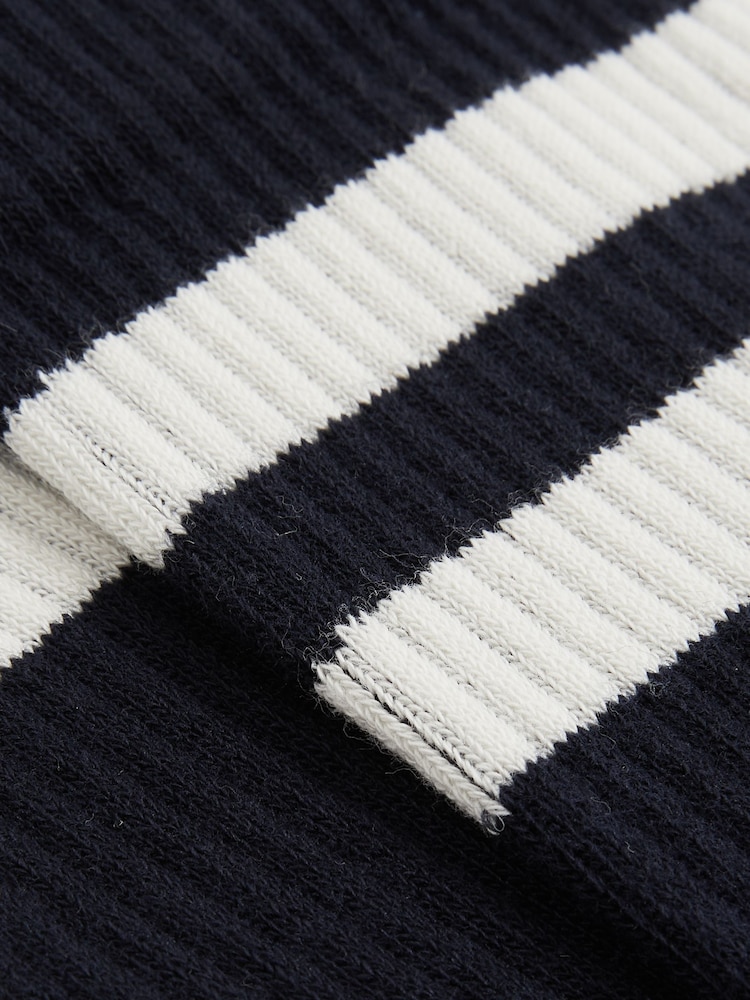 Reiss Navy/Ecru Henman Cotton-Blend Double-Stripe Socks - Image 3 of 3 Reiss Navy/Ecru Henman Cotton-Blend Double-Stripe Socks - Image 3 of 3