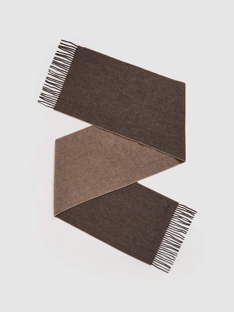 Reiss Taupe Picton Wool and Cashmere Scarf - Image 1 of 5 Reiss Taupe Picton Wool and Cashmere Scarf - Image 1 of 5