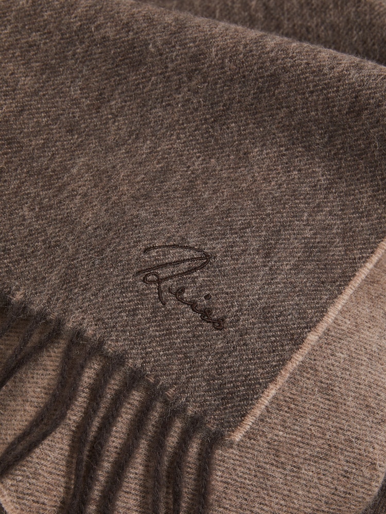 Reiss Taupe Picton Wool and Cashmere Scarf - Image 4 of 5