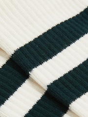 Reiss Forest Green/Ecru Henman Cotton-Blend Double-Stripe Socks - Image 3 of 3