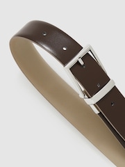 Reiss Stone/Dark Brown Ricky Leather Reversible Belt - Image 4 of 5