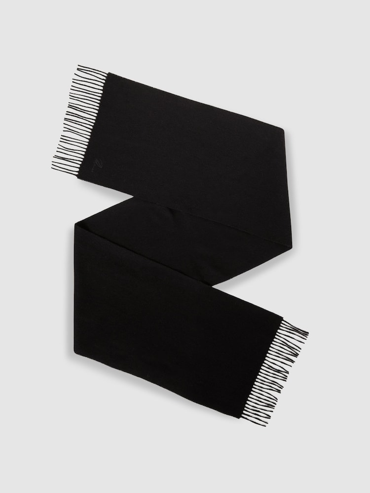 Reiss Black Picton Wool and Cashmere Scarf - Image 1 of 5 Reiss Black Picton Wool and Cashmere Scarf - Image 1 of 5