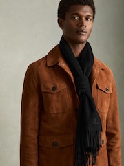 Reiss Black Picton Wool and Cashmere Scarf - Image 2 of 5