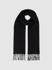 Reiss Black Picton Wool and Cashmere Scarf - Image 3 of 5