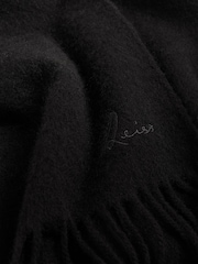 Reiss Black Picton Wool and Cashmere Scarf - Image 4 of 5