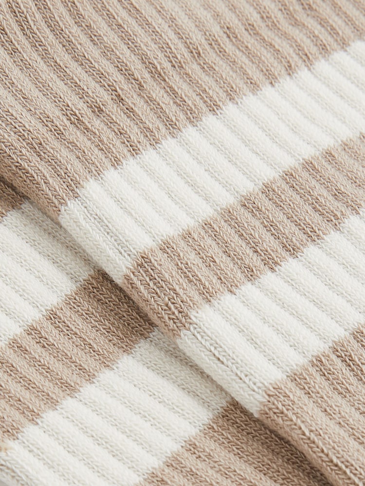 Reiss Taupe/Ecru Henman Cotton-Blend Double-Stripe Socks - Image 3 of 3