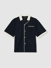 Reiss Navy/White Micah Towelling Contrast Trim Shirt - Image 2 of 5