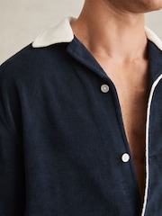 Reiss Navy/White Micah Towelling Contrast Trim Shirt - Image 3 of 5