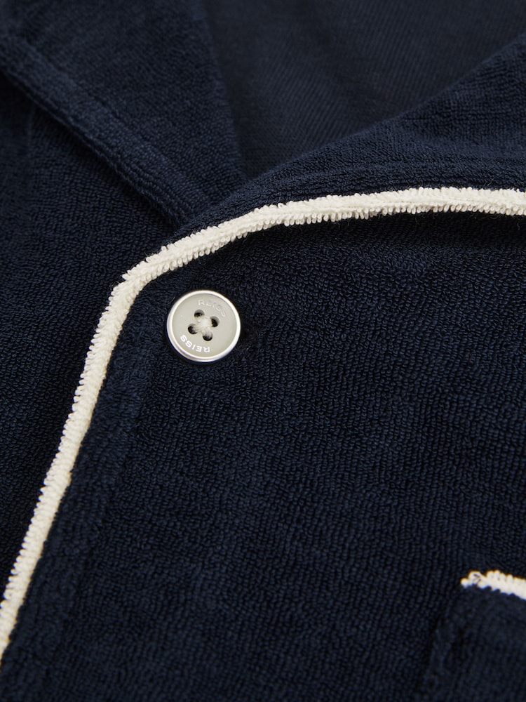 Reiss Navy/White Micah Towelling Contrast Trim Shirt - Image 5 of 5