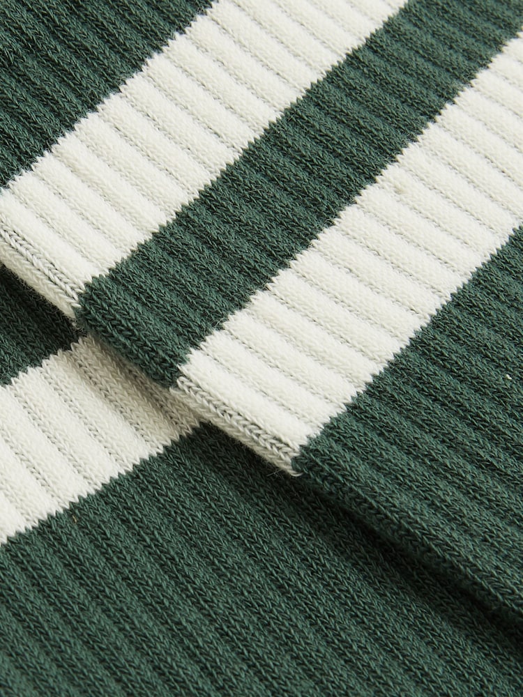 Reiss Pine Green/Ecru Henman Cotton-Blend Double-Stripe Socks - Image 3 of 3 Reiss Pine Green/Ecru Henman Cotton-Blend Double-Stripe Socks - Image 3 of 3