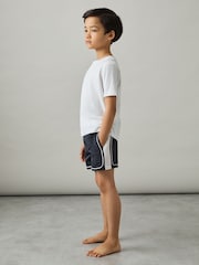 Reiss Navy/White Cano Junior Colourblock Piped Swim Shorts - Image 1 of 4