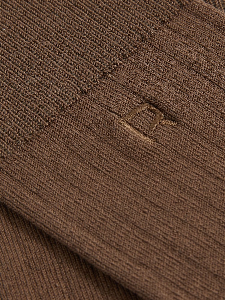Reiss Brown Jace Cotton-Blend Logo-Embroidered Socks - Image 3 of 3
