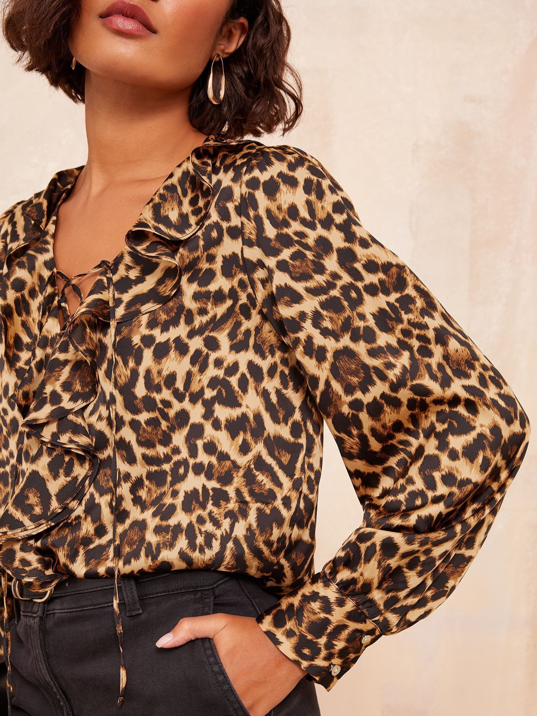 Lapel Leopard Print Blouse main image 1