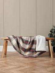 BHS Cotton Check Throw with Sherpa Back - Image 1 of 6
