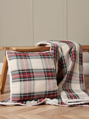 BHS Cotton Check Throw with Sherpa Back - Image 3 of 6