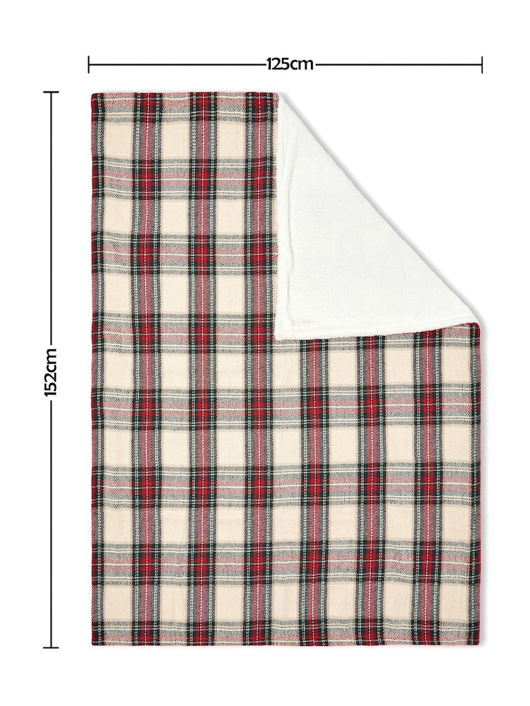 BHS Cotton Check Throw with Sherpa Back - Image 6 of 6