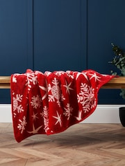 BHS Red Snowflake Throw - Image 2 of 6