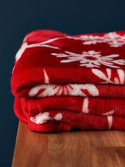 BHS Red Snowflake Throw - Image 4 of 6