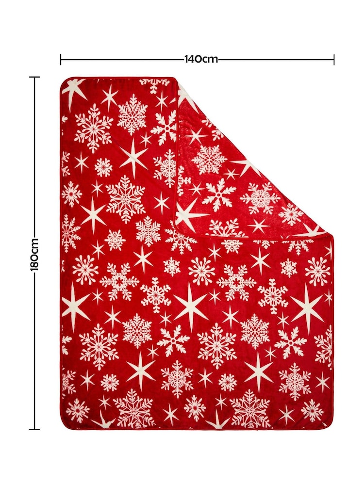 BHS Red Snowflake Throw - Image 6 of 6