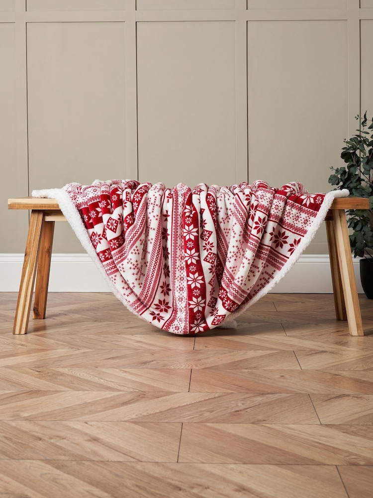 BHS Red Throw with Sherpa - Image 1 of 6