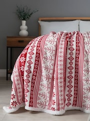 BHS Red Throw with Sherpa - Image 2 of 6